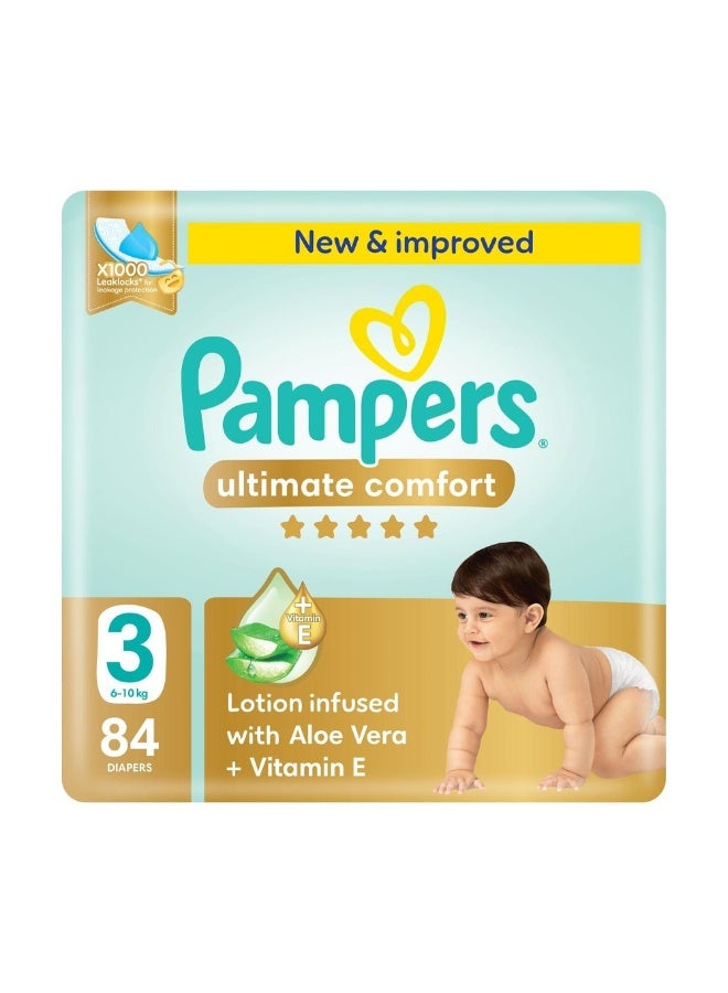 راحة قصوى حجم 3، 6–10 كجم عبوة عملاقة، 84 حفاضة