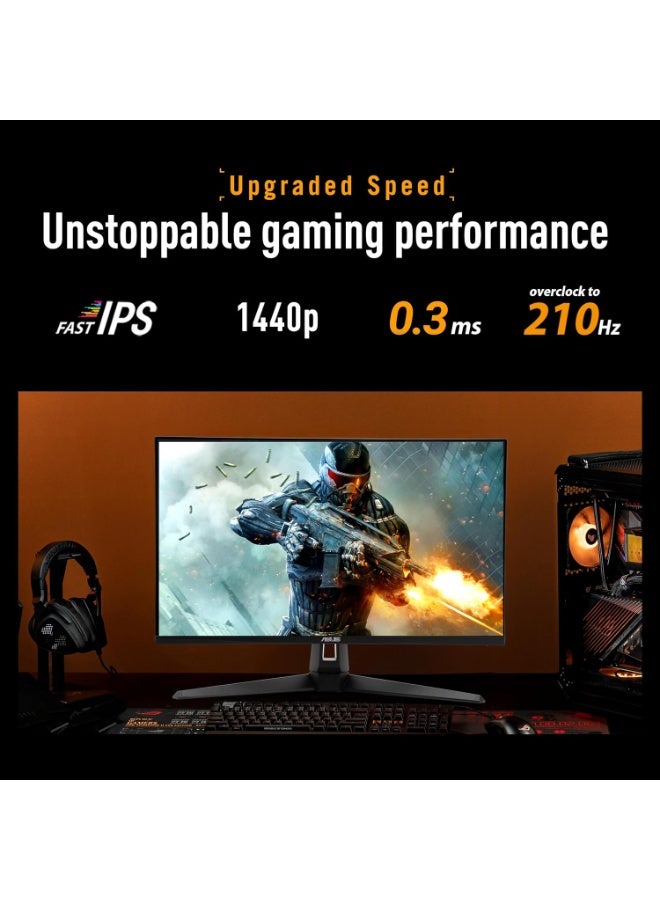 ASUS TUF Gaming VG27AQ5A Gaming Monitor: 27-inch, QHD(2560x1440), 210Hz(OC), Fast IPS, ELMB SYNC, 0.3ms GTG (min.), Stereo speaker, DisplayWidget Center, Black - Infiniarc Edition Black - Image 3