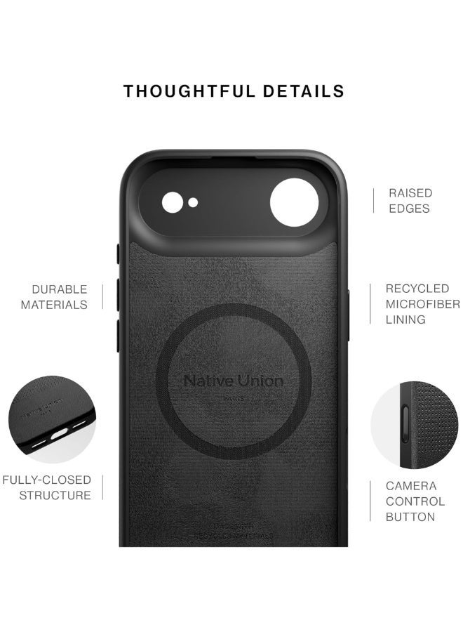 ناتيف يونيون حافظة آيفون 17 إير ماغسيف ACTIVE 2.0، حماية من السقوط حتى 10 أقدام، غلاف جلد فاخر وTPU، نحيف ورقيق، حواف كاميرا مرتفعة، متوافق مع الشحن اللاسلكي - أسود - Image 2