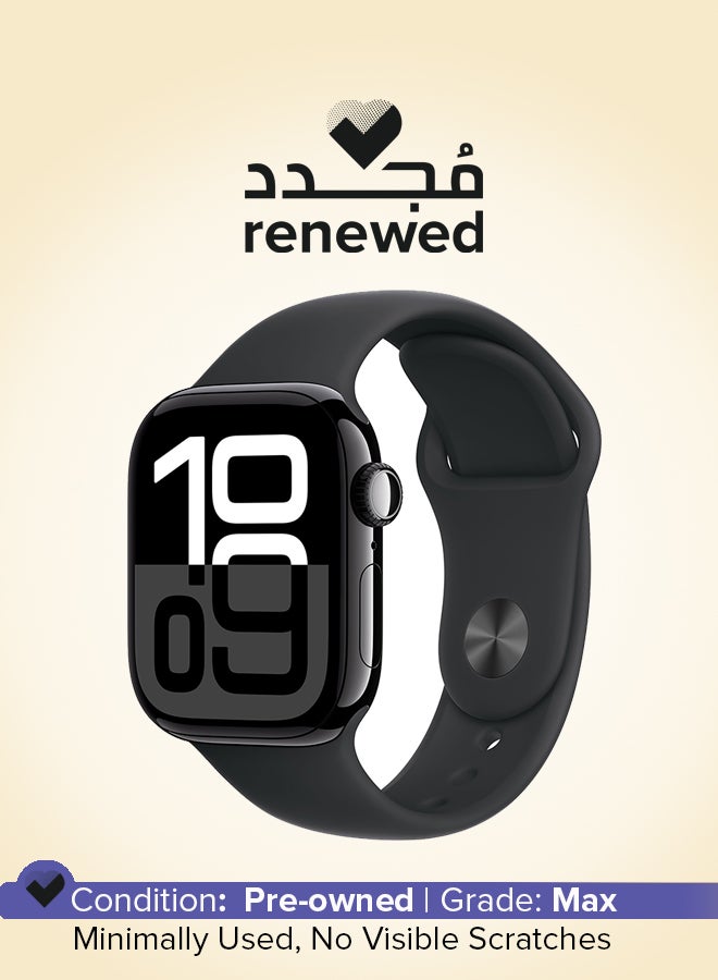 Apple Renewed - Watch Series 10 GPS 42mm Jet Black Aluminium Case With Black Sport Band - Image 1