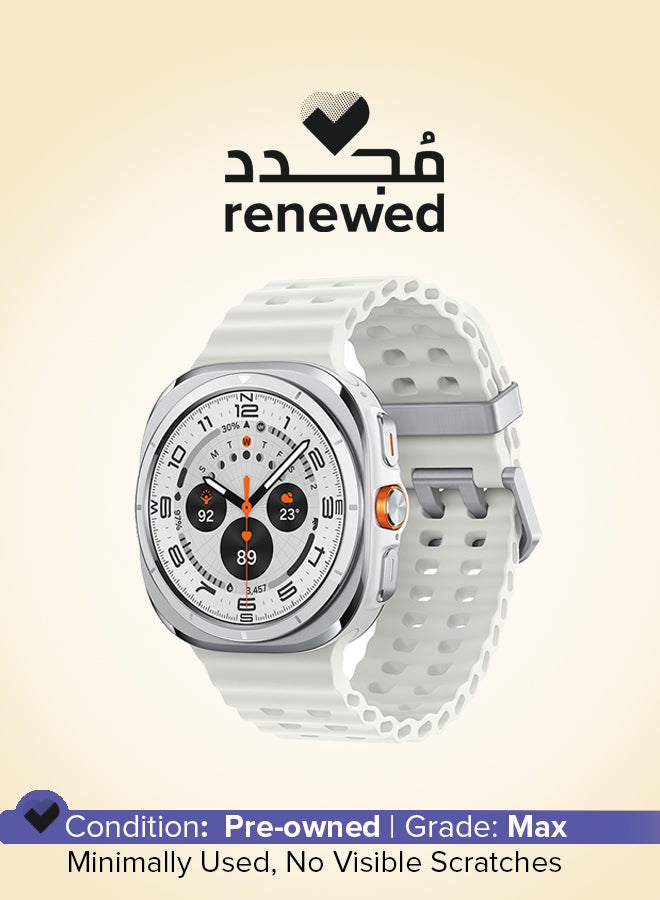 سامسونج Renewed - Galaxy Watch Ultra 2025 47mm (International Version) LTE Smartwatch, Durable Titanium Casing, Cushion Design, Quick Button, Al-Powered Health Monitoring - Titanium White - Image 1