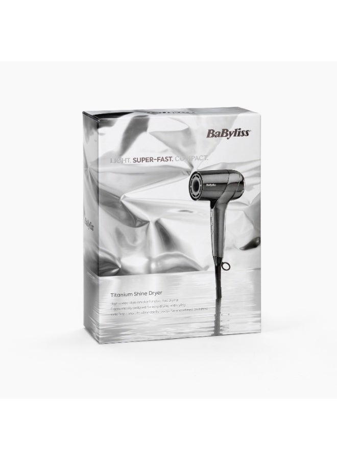 BaByliss Titanium Shine Hair Dryer with Diffuser, Powerful Compact Ionic Hair Dryer for Fast Drying, 1600W Digital Motor, 3 Heat 3 Speed Settings, Cold Shot, D6200DSDE Silver 20x10x32cm - Image 5
