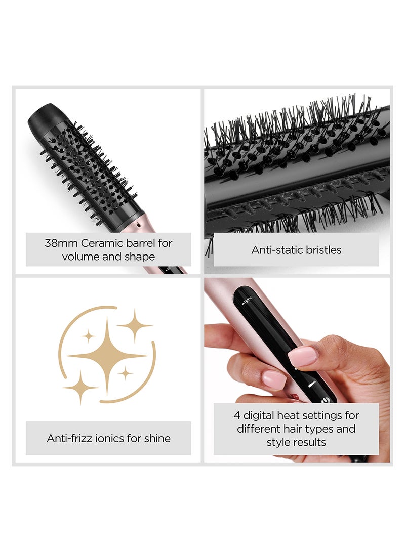 بيبي ليس أداة تصفيف حرارية لزيادة حجم الشعر بفرشاة هوائية ساخنة، فرشاة دائرية ساخنة 28 مم مع وظيفة تجعيد، تحكم في تجاعيد الأيونات، 4 إعدادات حرارة، متعددة الجهد، (HSB200SDE) - Image 3