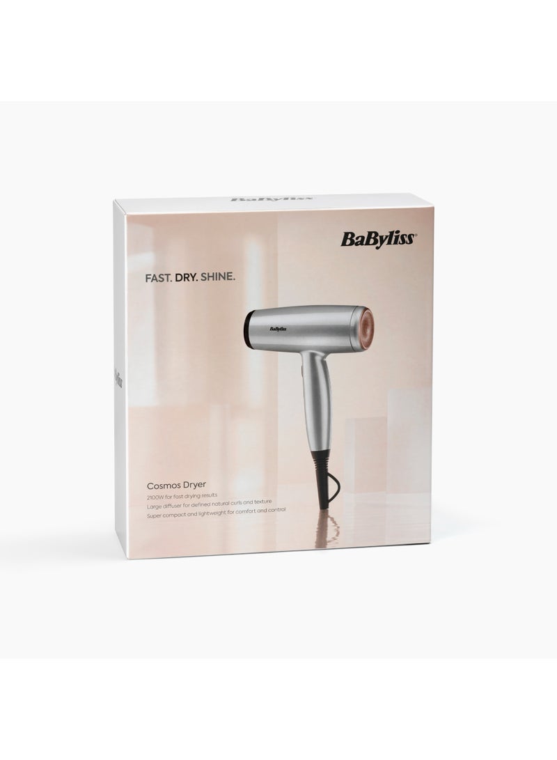BaByliss Cosmos Lightweight Hair Dryer with Diffuser, 2000W Powerful Compact Ionic Hair Dryer, 3 Heat 2 Speed Settings, Cold Shot, Ceramic Technology, (D580DSDE) Gray 8x25.1x29cm - Image 5