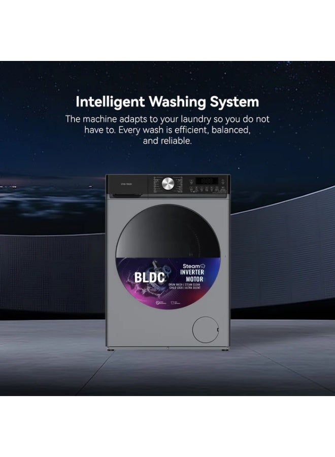 STAR TRACK 9KG Front Load Washing Machine | 14 Programs, BLDC Inverter Motor, 1400 RPM Max Spin Speed, 5-Star UAE Energy Rated, Fully Automatic Washer for Medium Families with Duvet & Sports Cycles 9 kg SW-900ATT2-AZ Grey - Image 2