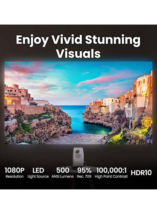 BenQ GV32 1080p Portable LED Projector, Google TV & Netflix, 500 ANSI Lumens, 4K Support, 95% Rec.709 HDR10, 135° Ceiling Projection,18W Subwoofer Speaker,WiFi,USB-C, HDMI,2-Year Warranty GV32 White - Image 5