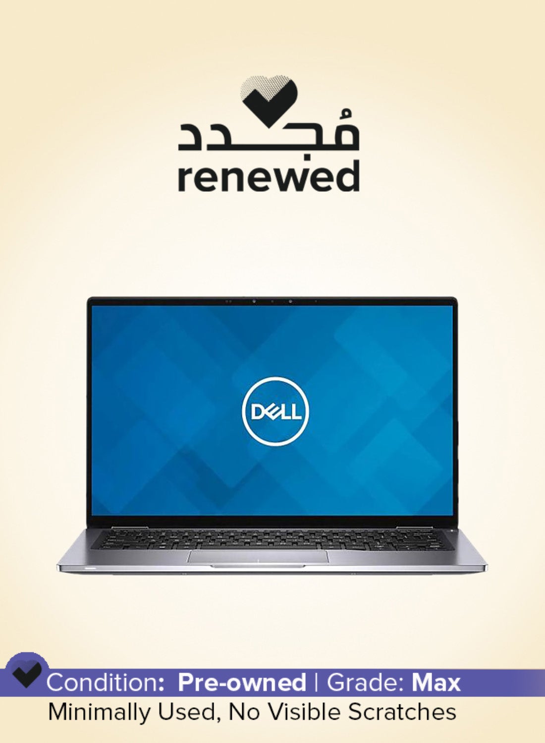 Renewed - Latitude 7400 Laptop With 14-Inch Display, Core i5 Processor/8GB RAM/256GB SSD/Intel UHD Graphics 620 silver
