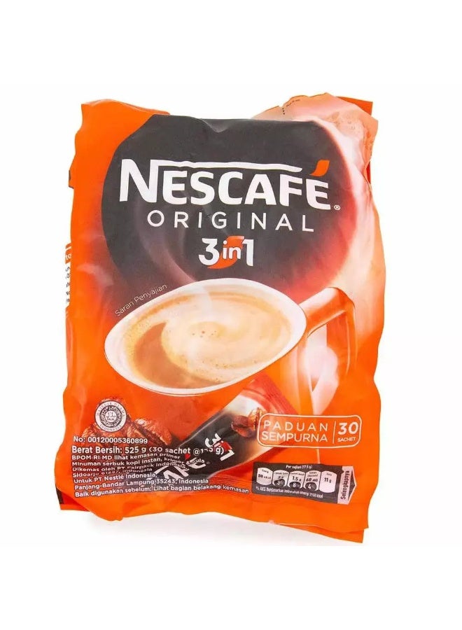 نسكافيه Instant Coffee Pouch 3 in 1, 543grams Pack of 30 - Image 1