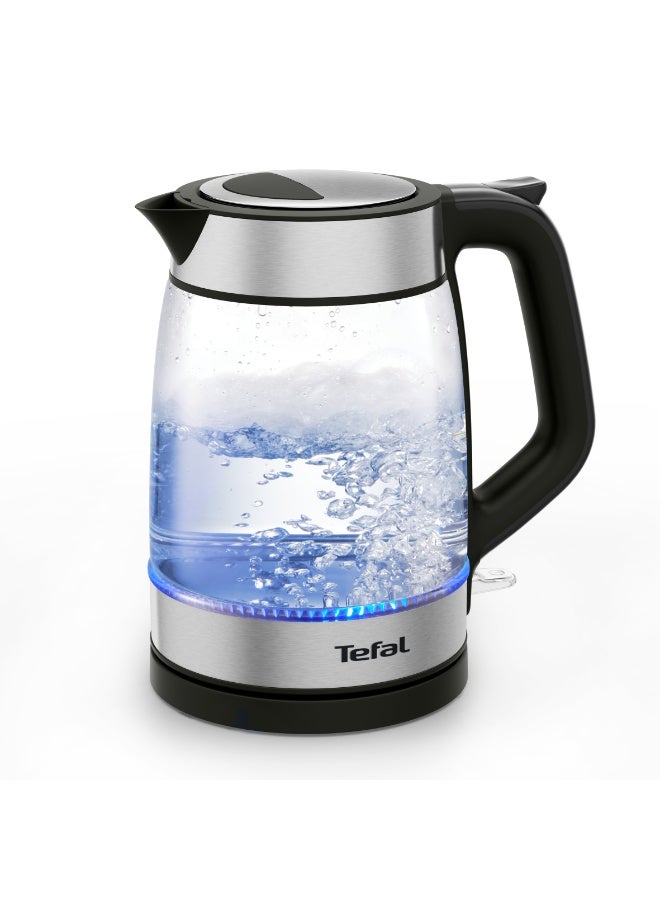 تيفال Glass Kettle | Electric Kettle | Measurement Marks | 1.7 L Capacity | Easy to Clean | Precision spout | Ambient light | One-handed lid opening | Black | KI605827 1.7 L 2200 W KI605827 Inox - Image 1