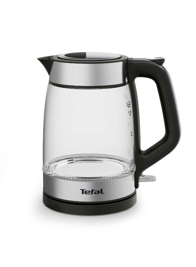 تيفال Glass Kettle | Electric Kettle | Measurement Marks | 1.7 L Capacity | Easy to Clean | Precision spout | Ambient light | One-handed lid opening | Black | KI605827 1.7 L 2200 W KI605827 Inox - Image 2