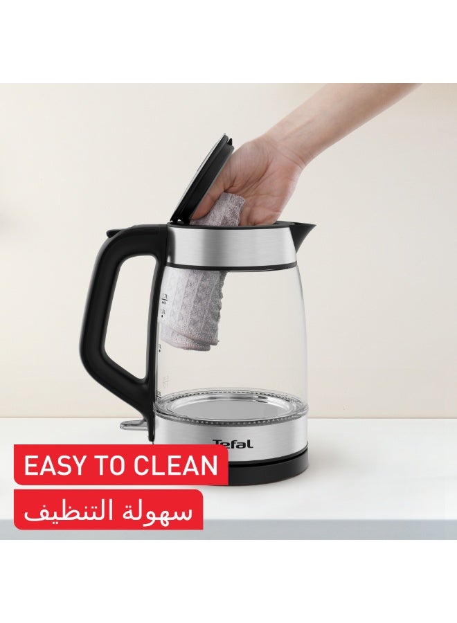 تيفال Glass Kettle | Electric Kettle | Measurement Marks | 1.7 L Capacity | Easy to Clean | Precision spout | Ambient light | One-handed lid opening | Black | KI605827 1.7 L 2200 W KI605827 Inox - Image 5