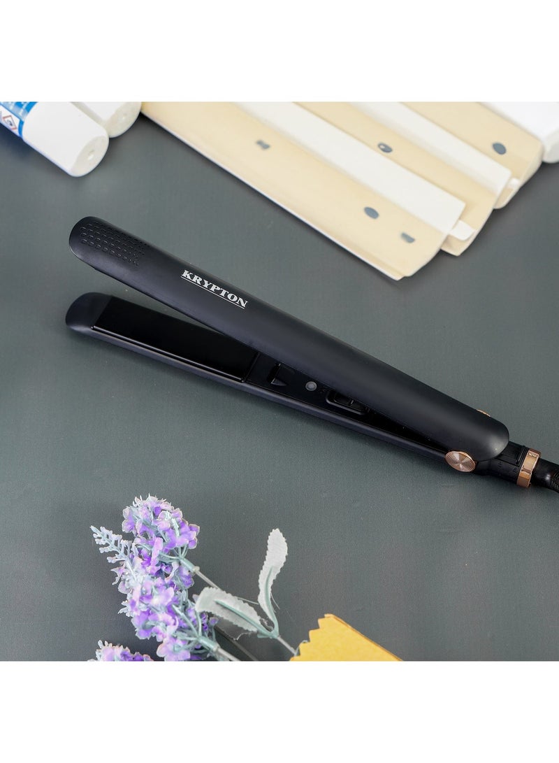 كريبتون مكواة شعر KNH6564 | لوحة سيراميك، عنصر تسخين 33 واط، قفل سفر ومؤشر LED | تصفيف سلس للصالة والمنزل | أسود | ضمان لمدة سنتين - Image 2