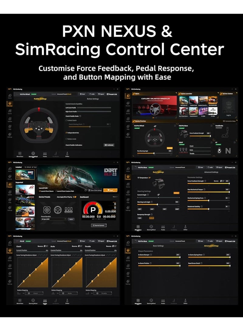 PXN V10 Ultra Direct Drive Gaming Steering Wheel – 3.2Nm Force Feedback Servo Motor, 4 Paddle Shifters & Hall Pedals, PC/PS4/Xbox Racing Wheel for Simulators & Driving Games - Image 5