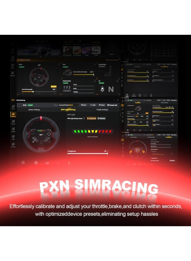 PXN VD4 Bundle Direct Drive Sim Racing Wheel – 4Nm Force Feedback Servo Motor Base, 11-Inch W-AS Racing Steering Wheel & HM Pedals, PC Windows 7–11 Driving Simulator Setup - Image 4