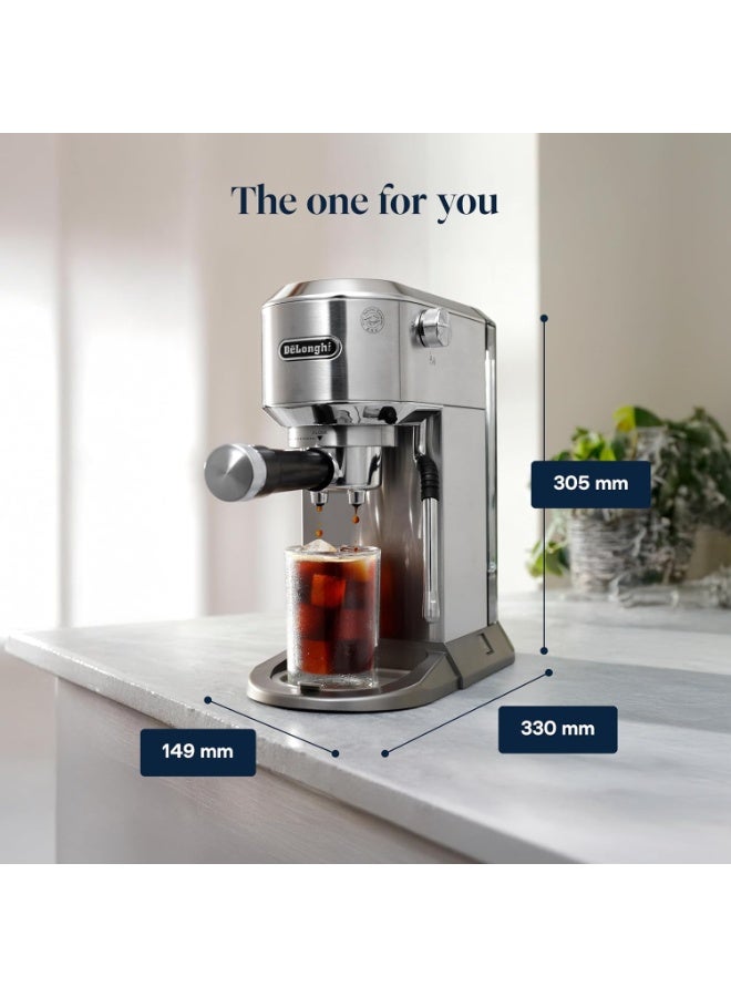 ديلونجي ديليكا ديو، ماكينة قهوة بارستا مع مضخة، إسبريسو وقهوة باردة، ماكينة قهوة يدوية مع قضيب بخار لتزيين اللاتيه، بعرض 15 سم، 2 إسبريسو، شاشة تعمل باللمس، كوب حتى 13 سم - Image 4