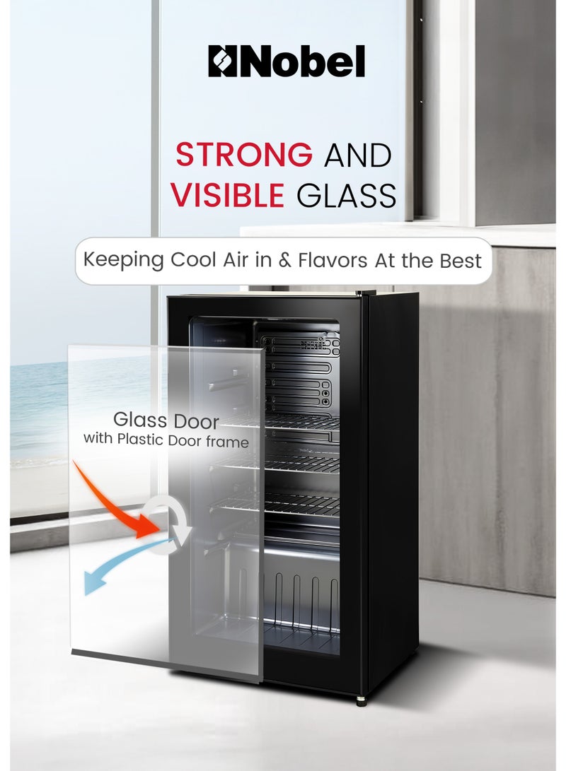 نوبل ثلاجة زجاجات بسعة 88 لتر، باب واحد، تحكم ميكانيكي، مقبض مدمج، درجة حرارة قابلة للتعديل، كفاءة في استهلاك الطاقة، غاز تبريد R600a - (ضمان سنة واحدة) - Image 3