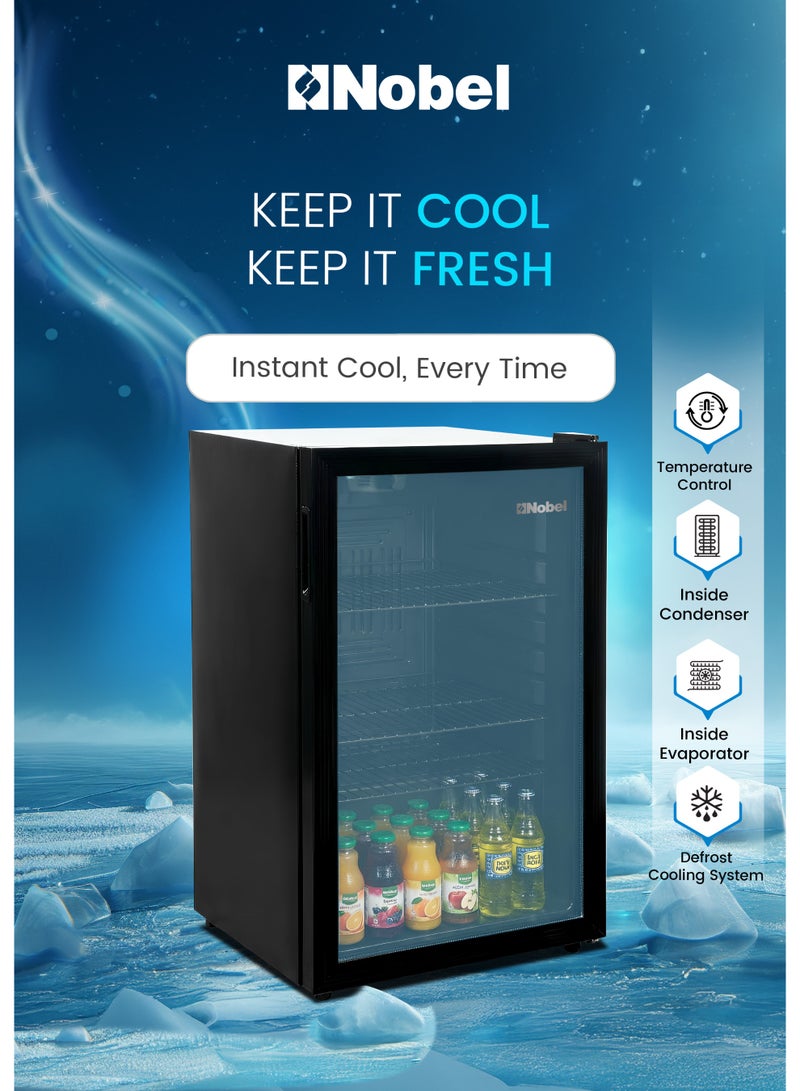 Nobel 133L Net Capacity Bottle Chiller Single Door, Mechanical Control, Inside Lamp, Adjustable Temperature, Energy Efficient, R600a Refrigerant - (1 Year Warranty) 140 L 220 W NBC140RI Black - Image 4
