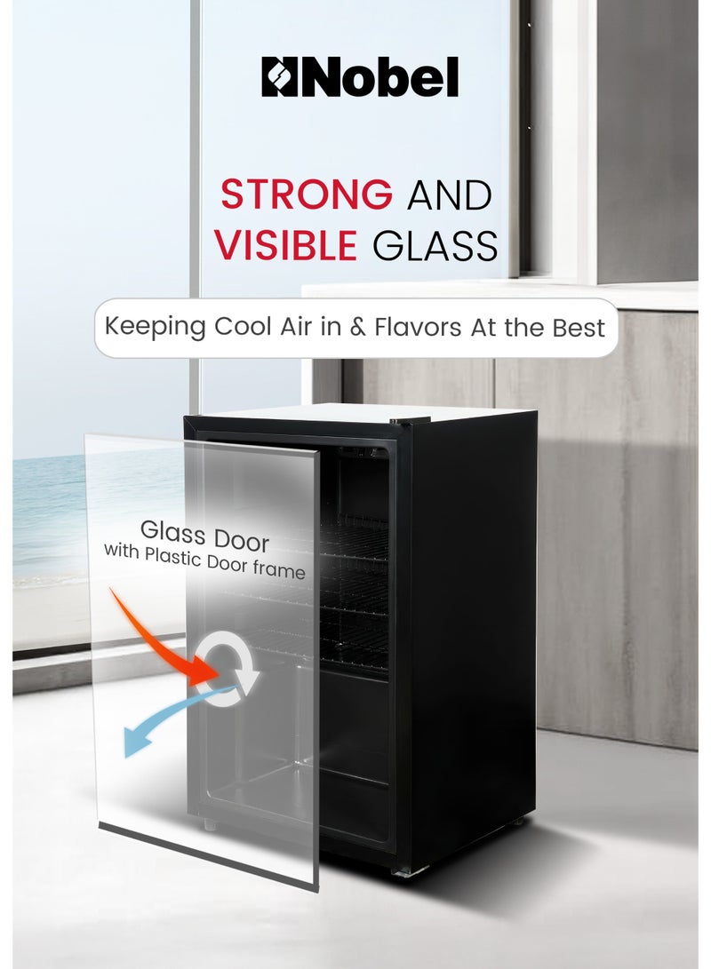 Nobel 133L Net Capacity Bottle Chiller Single Door, Mechanical Control, Inside Lamp, Adjustable Temperature, Energy Efficient, R600a Refrigerant - (1 Year Warranty) 140 L 220 W NBC140RI Black - Image 3