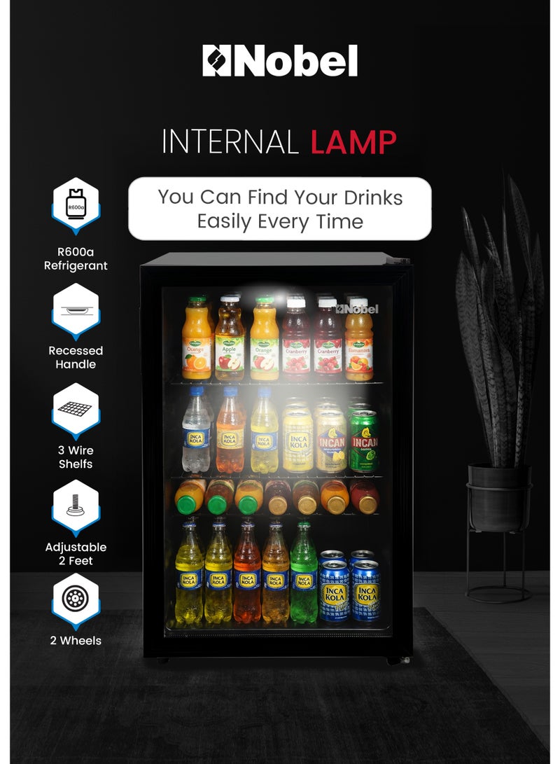 Nobel 133L Net Capacity Bottle Chiller Single Door, Mechanical Control, Inside Lamp, Adjustable Temperature, Energy Efficient, R600a Refrigerant - (1 Year Warranty) 140 L 220 W NBC140RI Black - Image 5