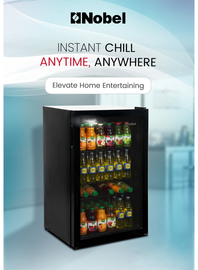 Nobel 133L Net Capacity Bottle Chiller Single Door, Mechanical Control, Inside Lamp, Adjustable Temperature, Energy Efficient, R600a Refrigerant - (1 Year Warranty) 140 L 220 W NBC140RI Black - Image 2