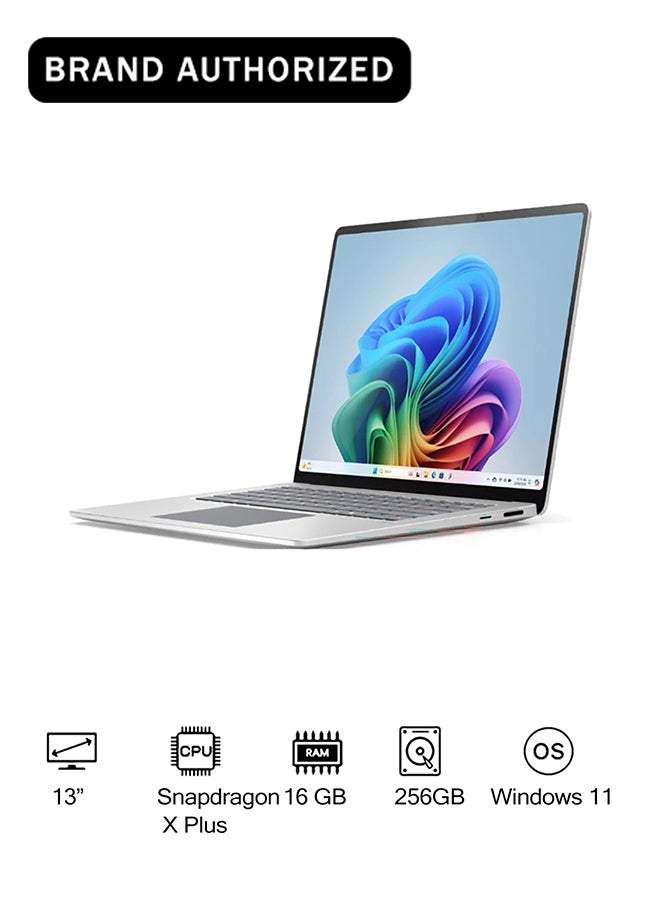مايكروسوفت Surface Laptop 13" Copilot+PC, Snapdragon X Plus 8 Core, 16GB RAM, 256GB SSD, Win11 English/Arabic Keyboard Platinum - Image 1