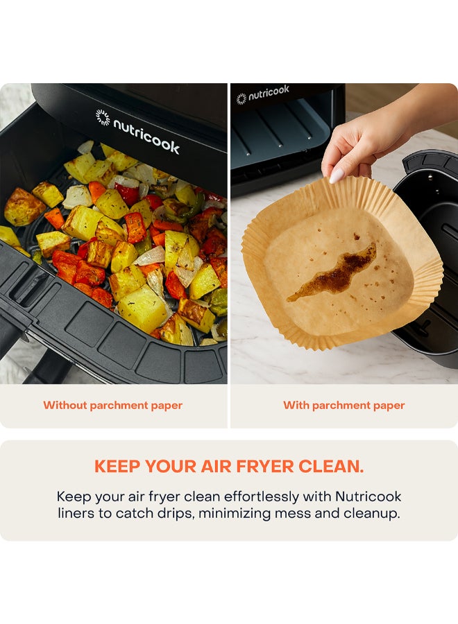 nutricook 150pcs Disposable Air Fryer Liners for Nutricook Air Fryer 2 5.5L and Air Fryer 3 5.7L, Non-Stick, Water-proof Baking Paper for Air Frying, Baking, Roasting, Microwave, 20cm Square, NC-AFL150 3.5 L 12 mW AFL150 brown - Image 5