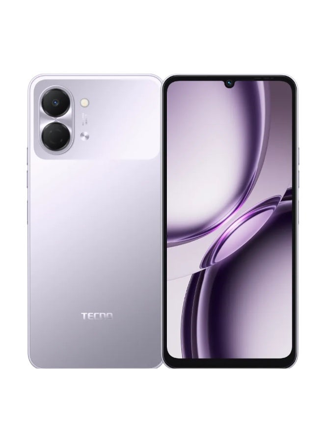 TECNO GO 3 Smartphone Aurora Purple 6.75-Inch IPS LCD 120Hz Display + Unisoc T7250 4nm Processor + 13MP Camera + 5000mAh Battery 15W Type-C Charging + 64GB Storage 4GB RAM + Android 15 + IP64 + Dual Band Wi-Fi & Bluetooth 5.2 - Image 1