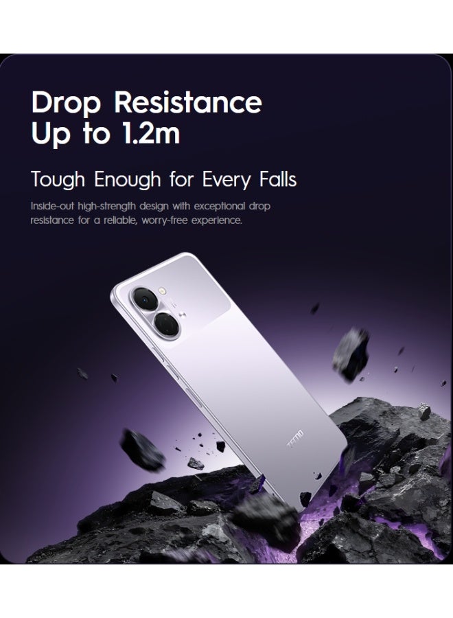 TECNO GO 3 Smartphone Aurora Purple 6.75-Inch IPS LCD 120Hz Display + Unisoc T7250 4nm Processor + 13MP Camera + 5000mAh Battery 15W Type-C Charging + 128GB Storage 4GB RAM + Android 15 + IP64 + Dual Band Wi-Fi & Bluetooth 5.2 - Image 3