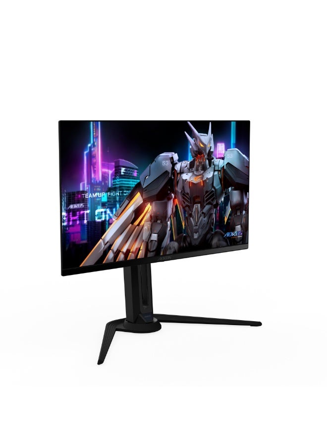 جيجابايت AORUS FO27Q5P 27" QHD QD-OLED Gaming Monitor – 500Hz Refresh Rate, 0.03ms GTG, 99% DCI-P3, 10-bit Color, HDR True Black 500, G-Sync Compatible, DP 2.1 & HDMI 2.1, USB-C, Ergonomic Stand, OLED Care, Built-in Speakers black - Image 3