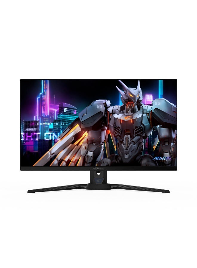 جيجابايت AORUS FO27Q5P 27" QHD QD-OLED Gaming Monitor – 500Hz Refresh Rate, 0.03ms GTG, 99% DCI-P3, 10-bit Color, HDR True Black 500, G-Sync Compatible, DP 2.1 & HDMI 2.1, USB-C, Ergonomic Stand, OLED Care, Built-in Speakers black - Image 2