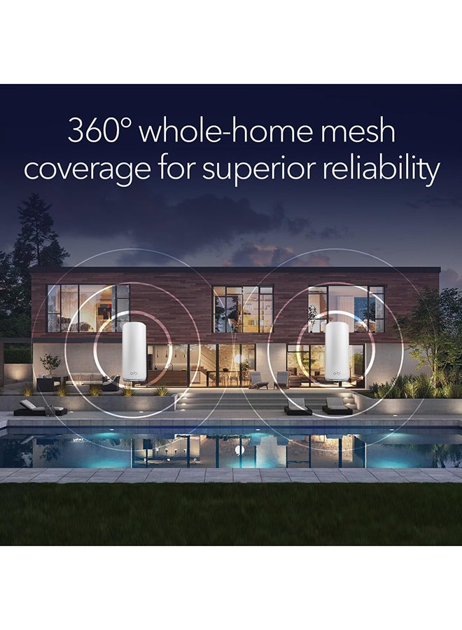 نت جير Orbi RBE872 Wi-Fi 7 Mesh System 2-Pack (Router + Satellite), Tri-Band 2.4/5/6 GHz, Up to 21Gbps, Whole Home Coverage 6000 sq ft, 150 Devices, 10G WAN & Multi-Gig LAN Ports, WPA3 Security, Orbi App Managed, Ideal for 8K Streaming & Gaming white - Image 4