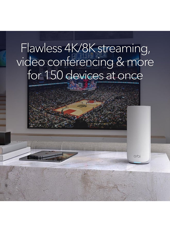 نت جير Orbi RBE872 Wi-Fi 7 Mesh System 2-Pack (Router + Satellite), Tri-Band 2.4/5/6 GHz, Up to 21Gbps, Whole Home Coverage 6000 sq ft, 150 Devices, 10G WAN & Multi-Gig LAN Ports, WPA3 Security, Orbi App Managed, Ideal for 8K Streaming & Gaming white - Image 5