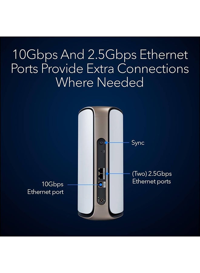 نت جير أوربي RBE970 واي فاي 7 شبكة ساتلية، رباعية النطاق 2.4/5/6 جيجاهرتز، تصل إلى 27 جيجابت في الثانية، 16 تدفق، تغطية 3,300 قدم مربع، 1×10GbE + 2×2.5GbE منافذ LAN، اتصال خلفي مخصص، أمان WPA3، إدارة تطبيق أوربي، قابل للتوسع سلسلة أوربي 970، يدعم 200 جهاز، واي فاي 7 مستقبلي - Image 4