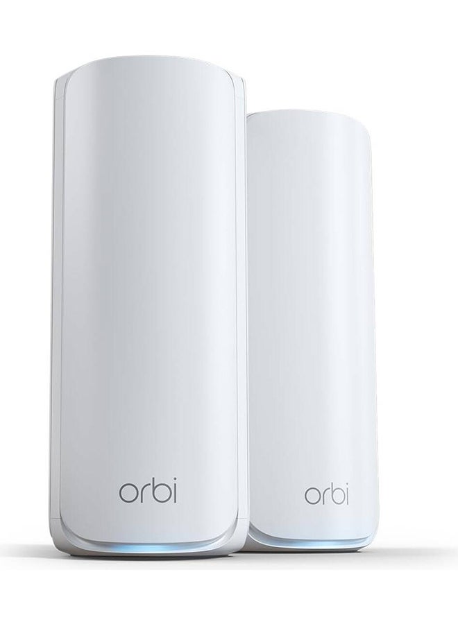 نت جير Orbi 770 Series RBE772 Tri-Band WiFi 7 Mesh System – Up to 11Gbps, 2-Pack Router + Satellite, 2.4/5/6GHz, 5,500 sq.ft Coverage, Supports 100+ Devices, Multi-Gig 2.5GbE, Smart Home & Gaming Ready, NETGEAR Armor Security, Mobile App Management | RBE772-100EUS white - Image 1