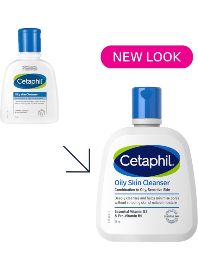سيتافيل غسول للوجه والجسم للبشرة الدهنية، مناسب للبشرة المختلطة والدهنية والحساسة، مع النياسيناميد، بدون رائحة، خالي من الصابون، مضاد للحساسية، 118 مل - Image 2
