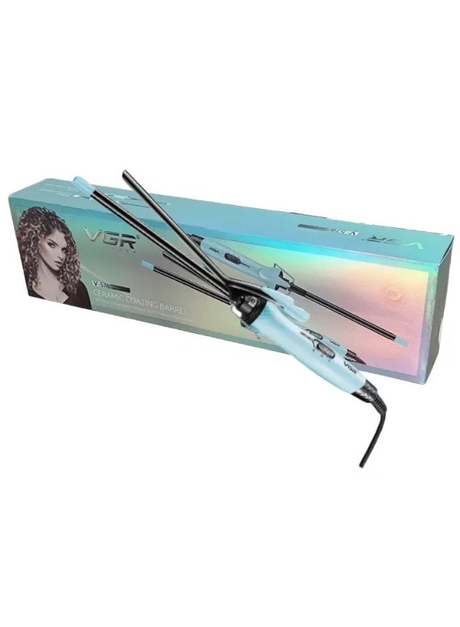 VGR Hair Curler V-576 For Women , 9mm Automatic Curling Iron with Titanium & Ceramic Coating, Adjustable Temperature up to 220°C, On/Off Switch, Swivel Cord & Foldable Stand , Professional Hair Styling Tool BLUE - Image 3