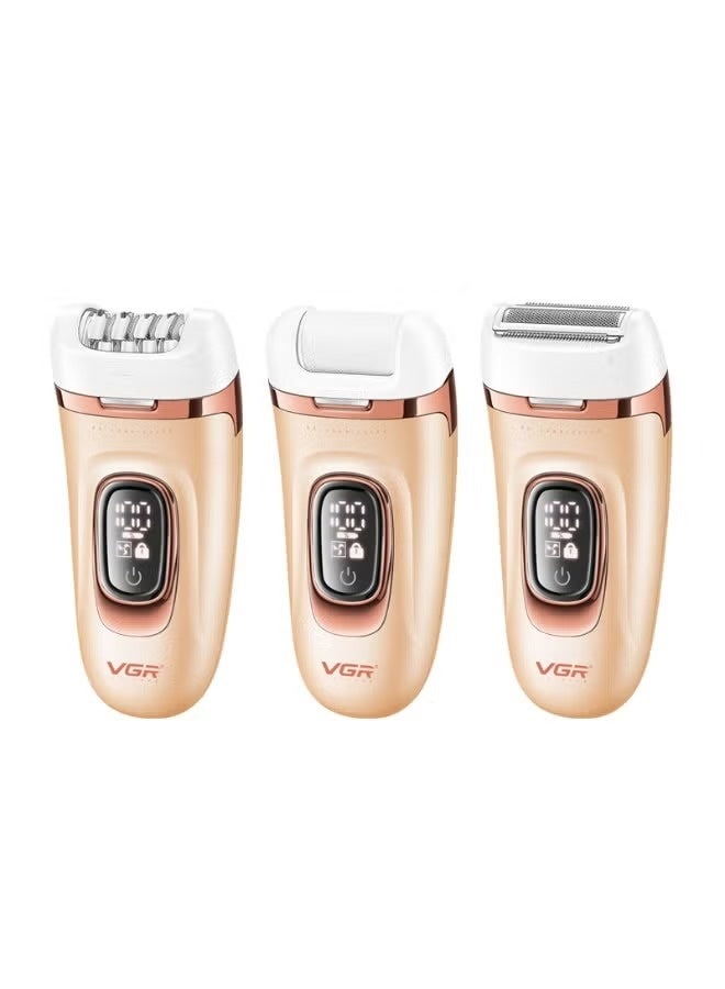 VGR Women’s 3 in 1 Rechargeable Shaver V-762 , Wet & Dry Hair Removal with 3 Interchangeable Heads Gentle, Skin Friendly, Ergonomic Design, Lightweight and Quiet for Effortless Full Body Grooming, Pink pink - Image 1