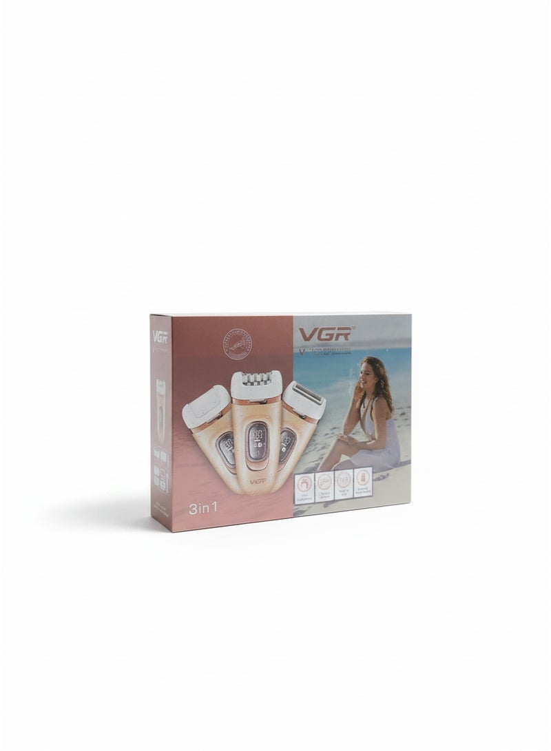 VGR Women’s 3 in 1 Rechargeable Shaver V-762 , Wet & Dry Hair Removal with 3 Interchangeable Heads Gentle, Skin Friendly, Ergonomic Design, Lightweight and Quiet for Effortless Full Body Grooming, Pink pink - Image 2
