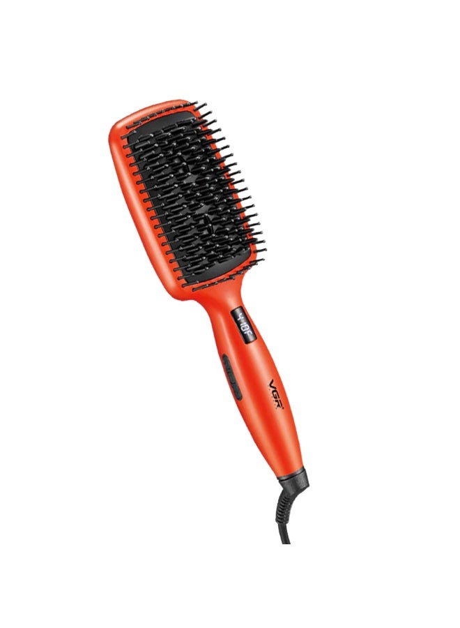 VGR Thermal Brush Hair Straightener For Women V-527 , Negative Ion Technology, Fast Heating up to 410°F (210°C), LED Display, Ceramic Coated Teeth, 360° Swivel Cord, Automatic Shut-Off, Lightweight Ergonomic Design for Smooth, Shiny & Frizz Free Hair, Suitable for All Hair Types red - Image 1