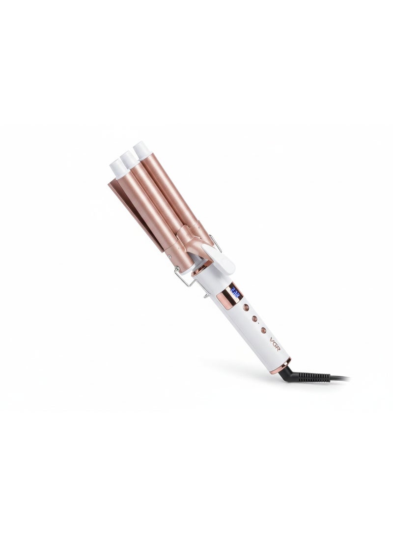 VGR Professional 3 Barrel Hair Curling Iron For Women V-599 , Ceramic Coating Automatic Hair Curler for Deep Waves, Fast PTC Heating, Adjustable Temperature 80°,230°, 22mm Triple Barrel, Auto Shut-Off, Heat Resistant Stand, Salon Styling Tool multicolour - Image 3