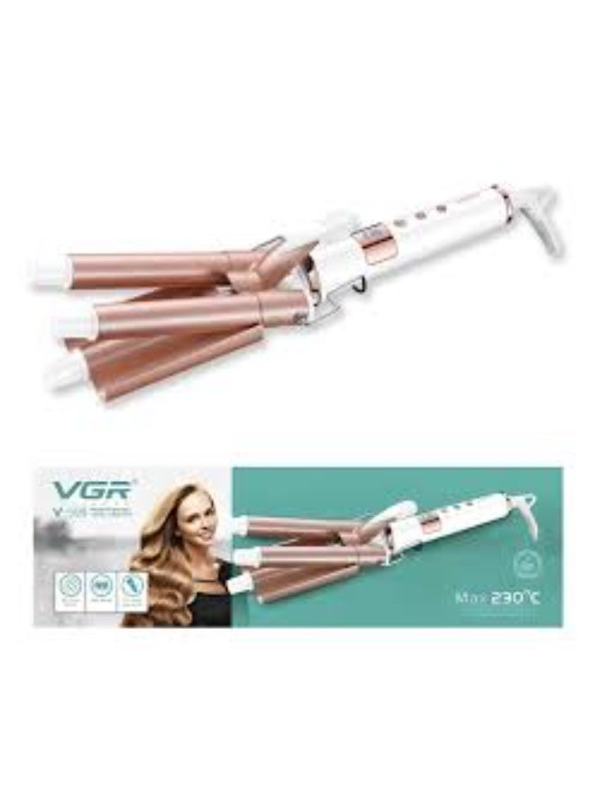 VGR Professional 3 Barrel Hair Curling Iron For Women V-599 , Ceramic Coating Automatic Hair Curler for Deep Waves, Fast PTC Heating, Adjustable Temperature 80°,230°, 22mm Triple Barrel, Auto Shut-Off, Heat Resistant Stand, Salon Styling Tool multicolour - Image 2