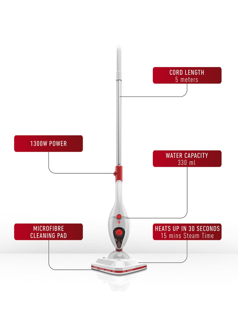 هوفر مكنسة بخارية هوفر 5 في 1 | 1300 واط منظف بخاري قوي مع يد قابلة للفصل، تصميم خفيف الوزن، أدوات تنظيف متعددة الاستخدامات للأرضيات، المطبخ والحمام | HS84-SM2-ME - Image 5