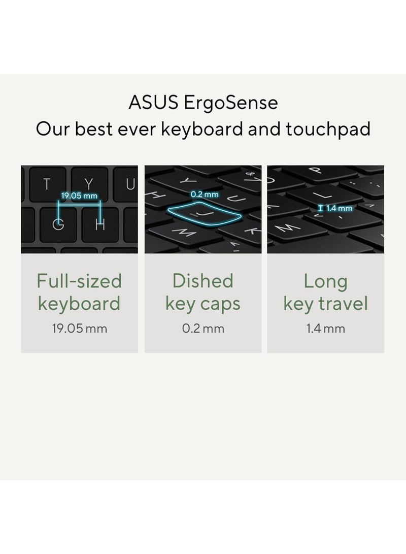 أسوس (Upgraded Version) Zenbook 14 OLED UM3402YA Laptop With 14 Inch Display, Ryzen 5-7430U Processor/8GB RAM/512GB SSD/AMD Radeon 530 Graphics/Windows 11 Home English Jade Black - Image 5