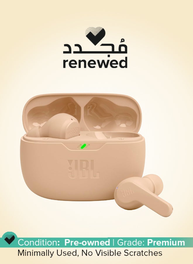 جي بي إل مجدد - سماعات أذن لاسلكية حقيقية Vibe Beam مع صوت عميق، بلوتوث 5.2، مقاومة للماء والغبار، بيج - Image 1