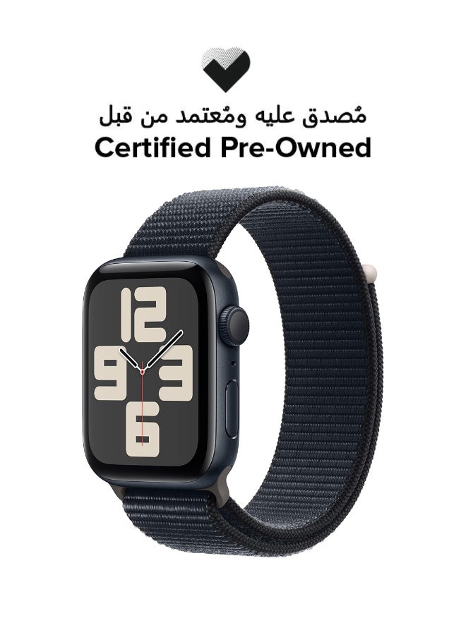 ابل  Certified Pre Owned - Watch SE (2nd Gen, 2023) GPS 40mm Smartwatch with Aluminum Case and Sport Loop Midnight - Image 1