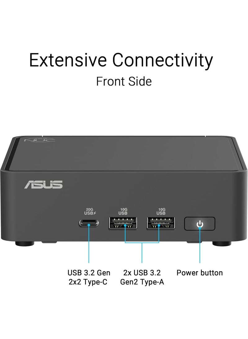 ASUS NUC15CRK NUC 15 Pro Slim Mini PC – Intel Core i5-210H AI-Enabled, Wi-Fi 7, Dual Thunderbolt 4, 4K Quad-Display Support | Barebone (No SSD, RAM, or OS) | 90AR00R2-M000B0 Black - Image 3