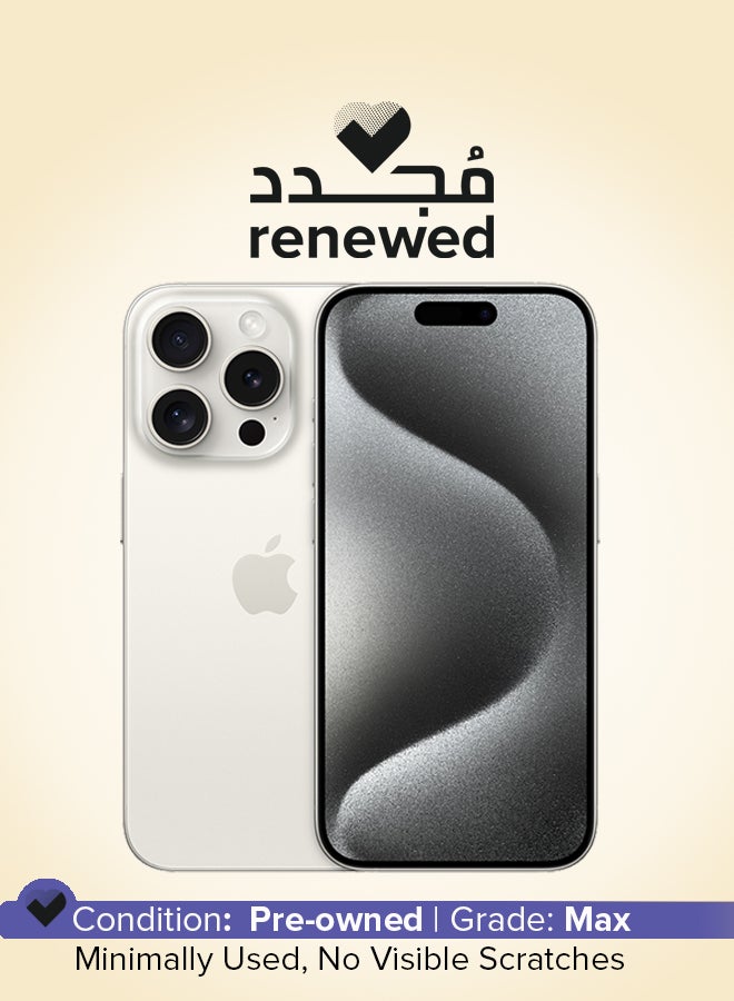 ابل  Renewed - iPhone 15 Pro 256GB White Titanium 5G With FaceTime - USA Version (e-SIM only) - Image 1