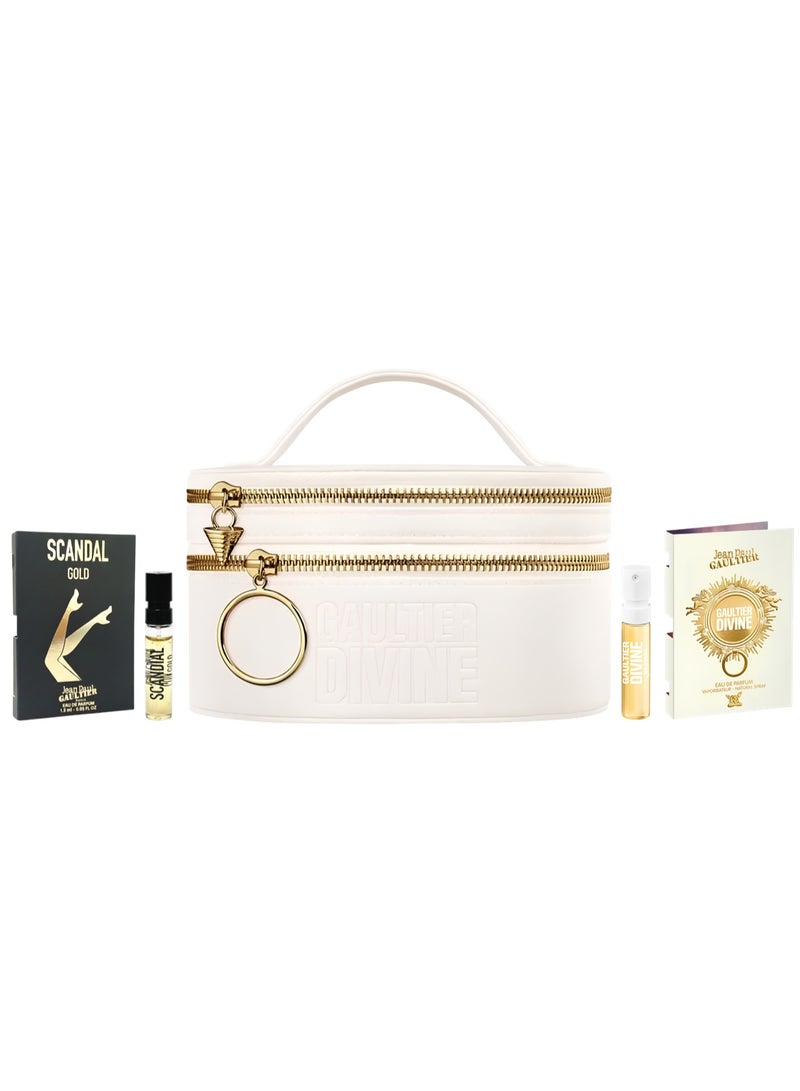 Jean Paul GAULTIER Gift set consisting of (round makeup bag with mirror + two Jean Paul Gaultier perfumes) 1.5ml - Image 1