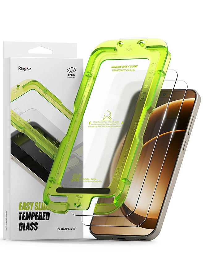 Ringke Easy Slide Tempered Glass, Easy Installation Tool for OnePlus 15 Screen Protector, 9H Hardness Shatterproof Protector- 2 Pack, W Installation Jig - Clear - Image 1