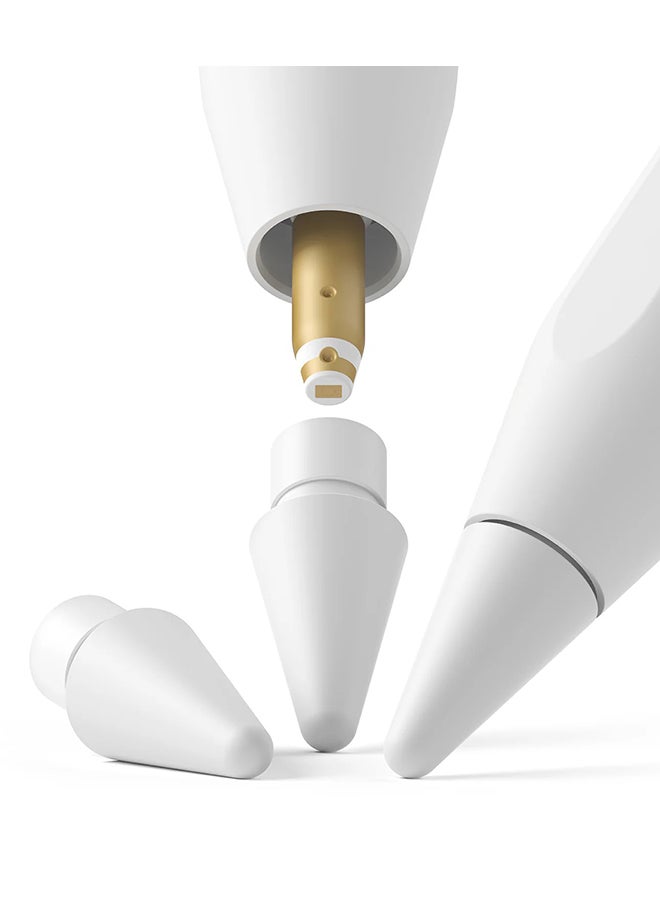 Ringke HB Replacement Tips Designed for Apple Pencil Pro, 2nd / 1st Gen, USB-C - Light Gray - 3 Pack - White - Image 1